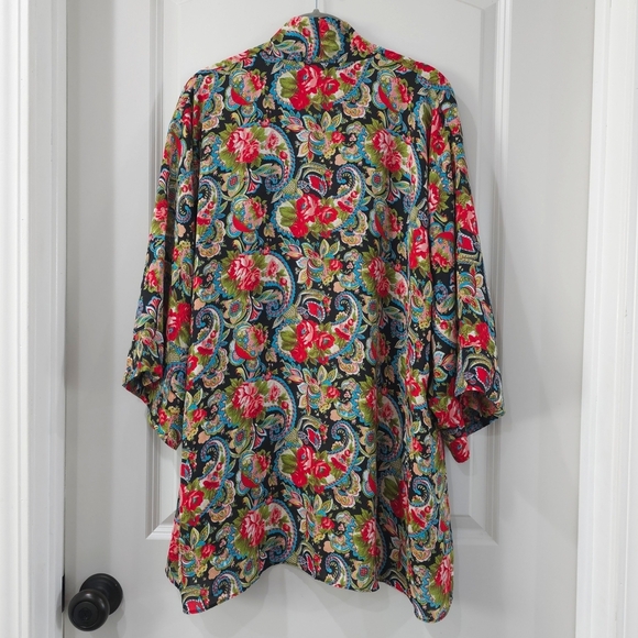 COTTON CANDY Floral Paisley Kimono, Vibrant Colors, Oversized Fit, XL XXL - Picture 9 of 12